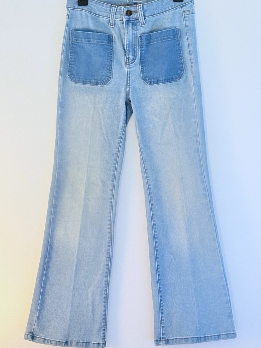 Time and Tru Light Blue Patch Pocket Flare Jeans